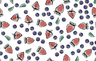 Strawberry, mint, blueberry, hand drawn illustrations. vector