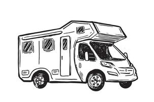 Camper Van sketch style, vector illustrations.