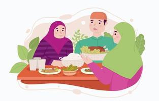 Family on Iftar Together vector