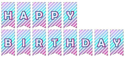 Happy birthday flags pennants for the decoration. Isolated. Ready to print and cut out. Graphic design. vector