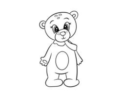 The bear is drawn with a black outline. Illustration for coloring, logo, sticker vector
