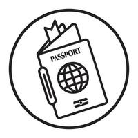 icono de arte de línea de folleto de pasaporte nacional en círculo para aplicaciones y sitios web vector
