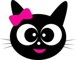 baby girl black cat cartoon vector illustration