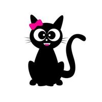bebé niña gato negro dibujos animados vector ilustración