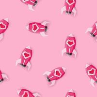 Seamless pattern with rocket of love on pink background, Pattern graphic style vector