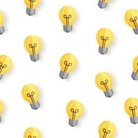 Seamless pattern with paper light bulb on white background vector