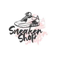 diseño del logo de la tienda de zapatillas. tienda de zapatos. ilustración vectorial de zapatillas