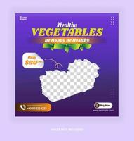 Healthy Fresh grocery vegetable social media post promotion template purple color vector