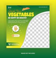 Healthy Fresh grocery vegetable social media post promotion template green color vector