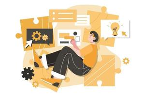 UI and UX Designer Life Concept Flat Illustration vector