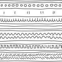 Black white hand drawn simple border. Abstract vector repeat seamless pattern. Ink effect. Illustration contains lines, freehand elements, shapes, geometry