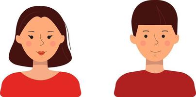 Avatars of people in a flat style. Vector illustration of a man and a woman isolated on a white background.