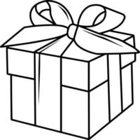 Vector illustration of a gift. The icon is made in a linear style. A linear gift or reward. Design for the Internet, banner, web page and mobile application. New Year.