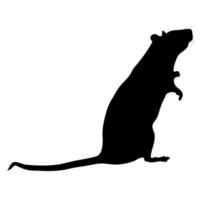 Black silhouette of a mouse on a white background. Vector image.