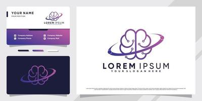 Brain connection logo design technology with unique concept and business card Premium Vector