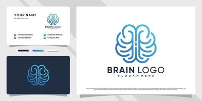 Smart brain technology logo design illustration with simple concept and business card Premium Vector