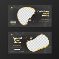 Food menu promotion banner template design vector