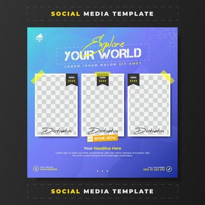 Explore and travel social media post template