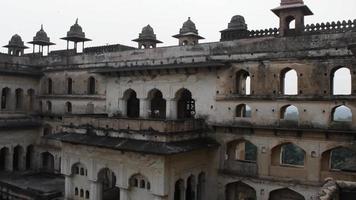 Jahangir Mahal Orchha Fort in Orchha, Madhya Pradesh, India, Jahangir Mahal or Orchha Palace is citadel and garrison located in Orchha. Madhya Pradesh. India, India Archaeological Site Black White