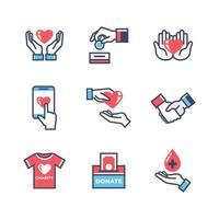 Set of Humanitarian Line Color Icon vector