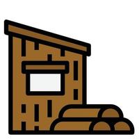 Cabaña y madera icono vector ilustración, naturaleza