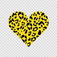 el corazón de leopardo es amarillo. adecuado para la impresión en la ropa. un símbolo de amor. ilustración vectorial dibujada a mano. vector