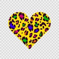 Multicolored leopard heart. Love print. Animalistic pattern. Vector illustration.