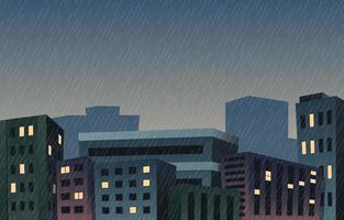 Quiet City in The Rain vector