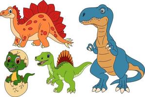 vector drawing of dinosaurs for coloring book.
