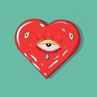 Red heart with eyes vector