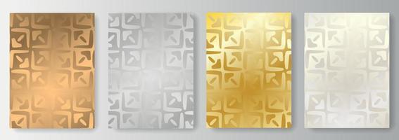 Set Collection of gold and silver backgrounds with abstract ornament vector