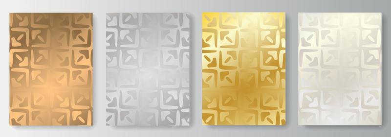 Set Collection of gold and silver backgrounds with abstract ornament