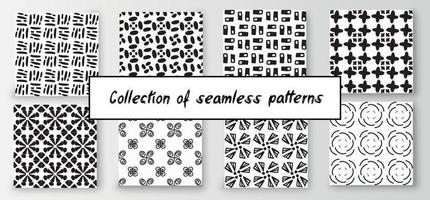 Set of seamless abstract geometric hand-drawn patterns. Modern creative background vector