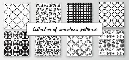 Set of seamless abstract geometric hand-drawn patterns. Modern creative background vector