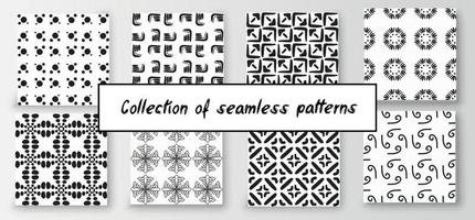 Set of seamless abstract geometric hand-drawn patterns. Modern creative background vector