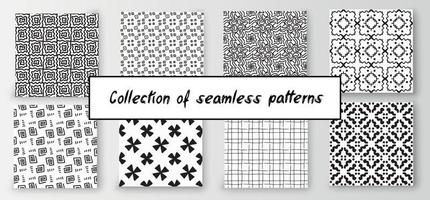 Set of seamless abstract geometric hand-drawn patterns. Modern creative background vector