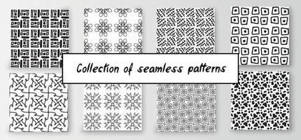 Set of seamless abstract geometric hand-drawn patterns. Modern creative background vector