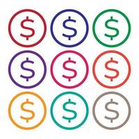 Dollar sign. Money vector icon in different colors