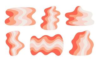 Retro set colorful abstract wavy shapes isolated on white background. Trendy vector illustration in style 60s, 70s