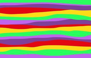 Abstract horizontal psychedelic background with bright acid wavy stripes. Trendy vector illustration in style hippie 60s, 70s.