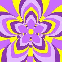 Colorful retro background in yellow and purple colors. Abstract psychedelic vector background. Flower tunnel in style 70, 80s