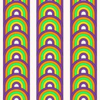 Abstract geometric seamless pattern with colorful rainbow stripes in retro style 70s, 80s. Acid colors. Modern vector illustration