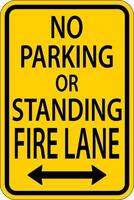 No Parking Fire Lane Double Arrow Sign On White Background vector