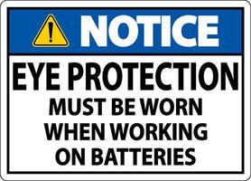 Notice When Working on Batteries Sign On White Background vector