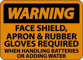 Warning When Handling Batteries Sign On White Background vector