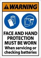 Warning When Servicing Batteries Sign On White Background vector