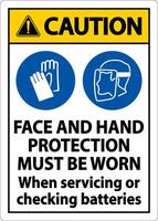 Caution When Servicing Batteries Sign On White Background vector