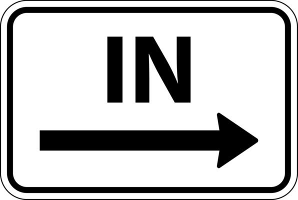 In Right Arrow Sign On White Background