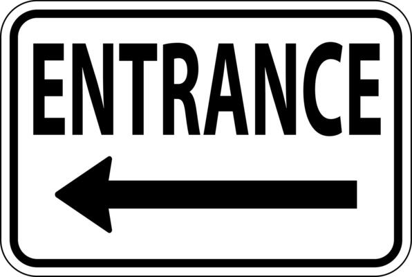 Entrance Left Arrow Sign On White Background