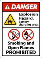 Danger Explosion Hazard Charging Area Sign On White Background vector